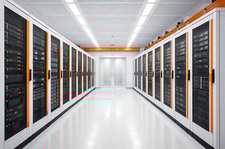 Data Center Servers in Orange Accents