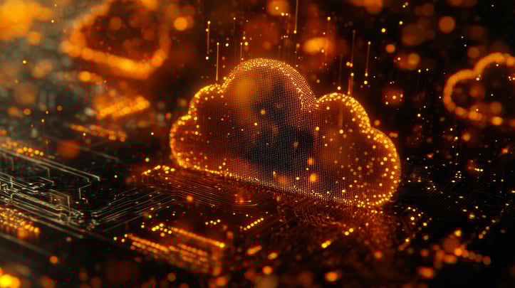 simbolo-tipico-de-nuvem-em-um-microchip-fluxos-de-dados-de-neon-laranja-entre-uma-cpu-e-uma-placa-mae-de-neon-laranja-renderizacao-3d